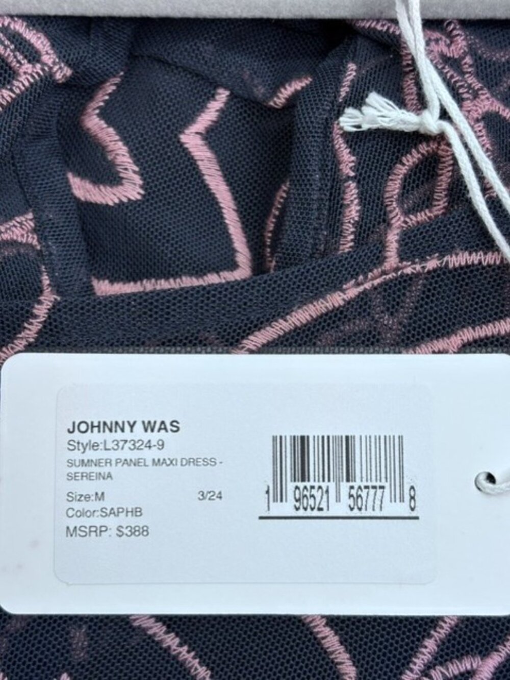 Johnny Was Sumner Panel Mesh Maxi Dress Serena Blue NWT Size M $388 MSRP - Picture 8 of 11